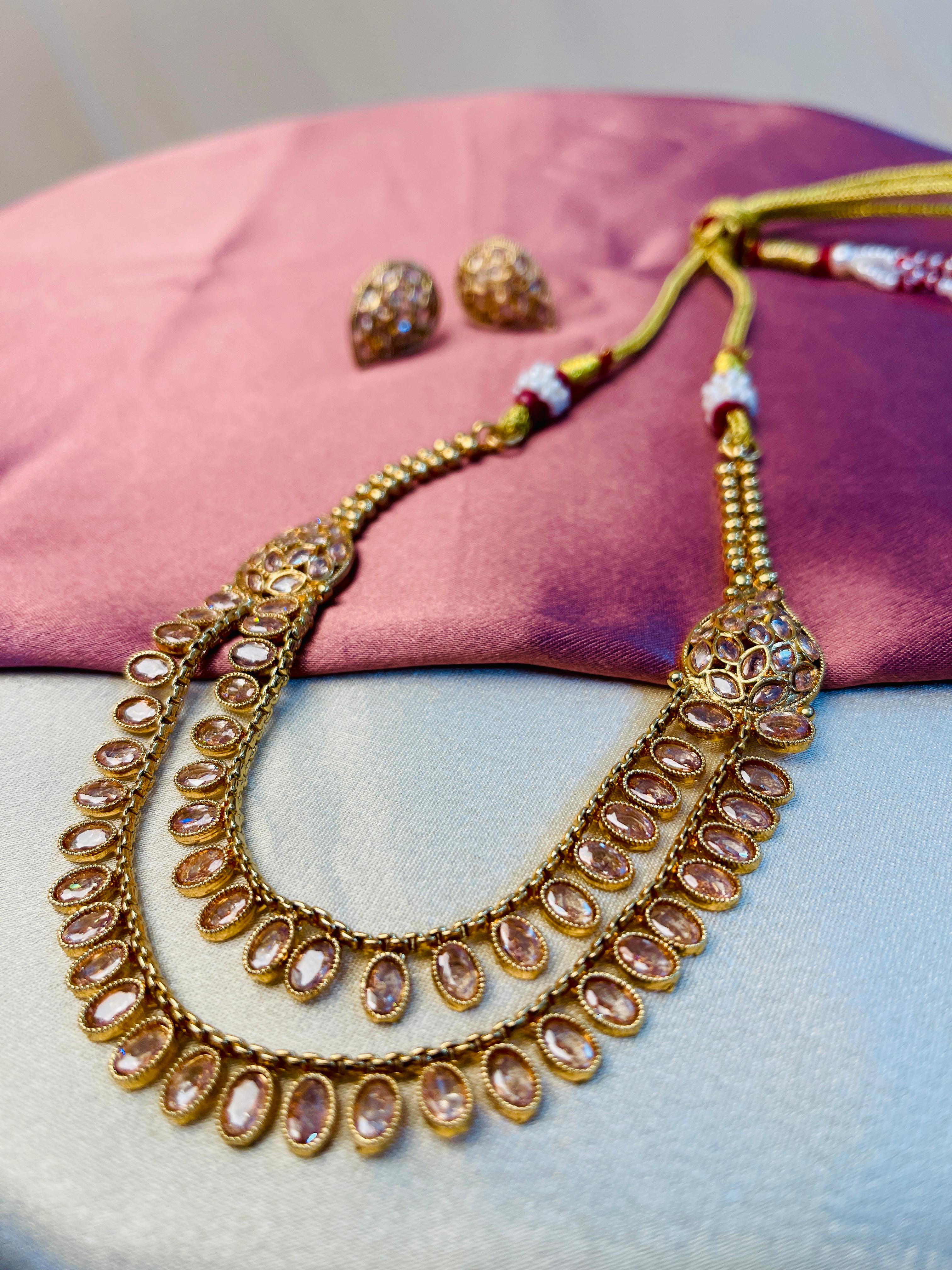 Double Layered Kundan Stone Necklace Set