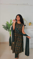 GREEN KURTHA SET (SU - 383)(sleeves available)