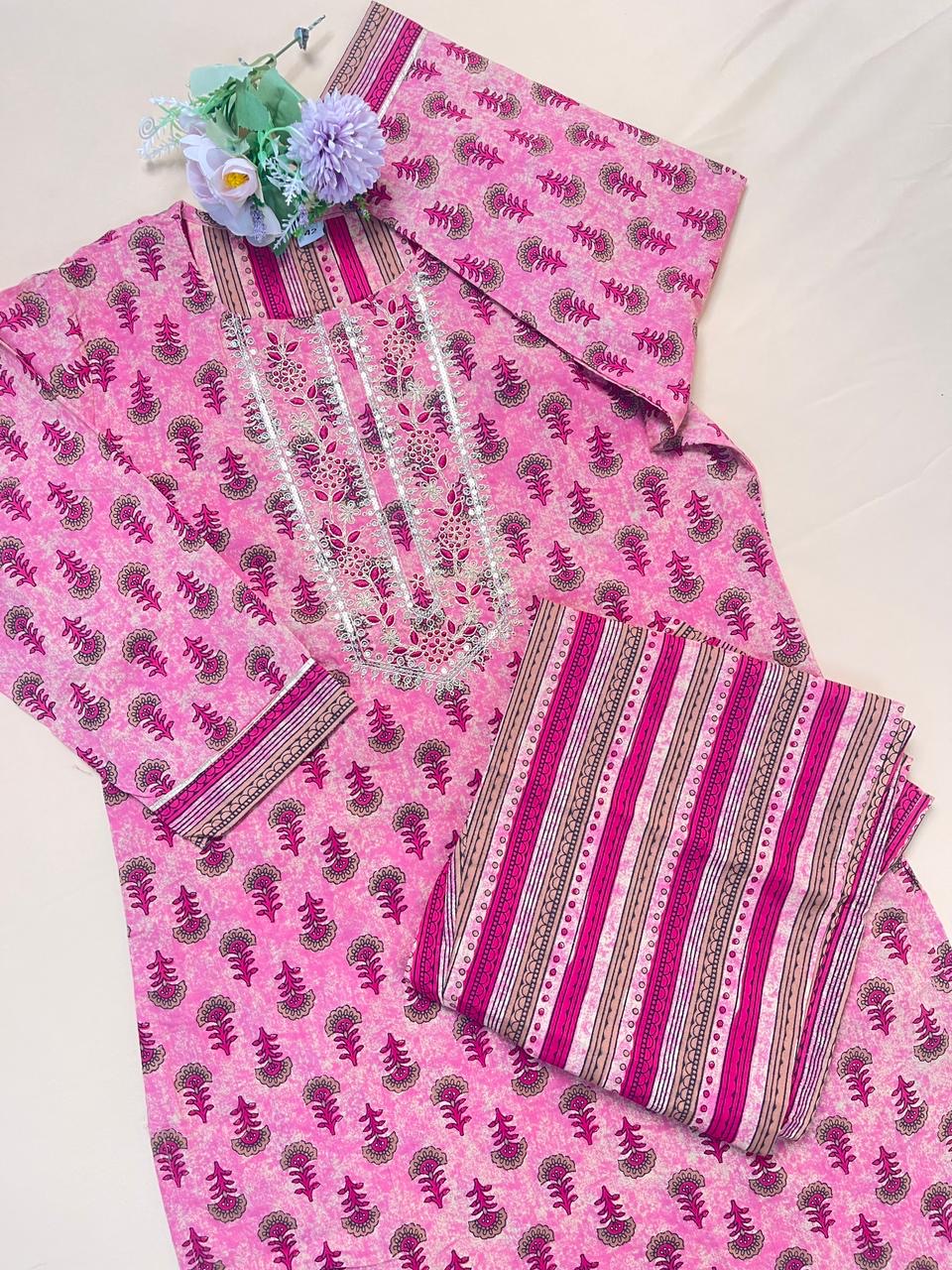 Pink with Golden Co ord set  - SU 40