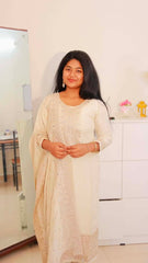 Cream Heavy Work Salwar Suit