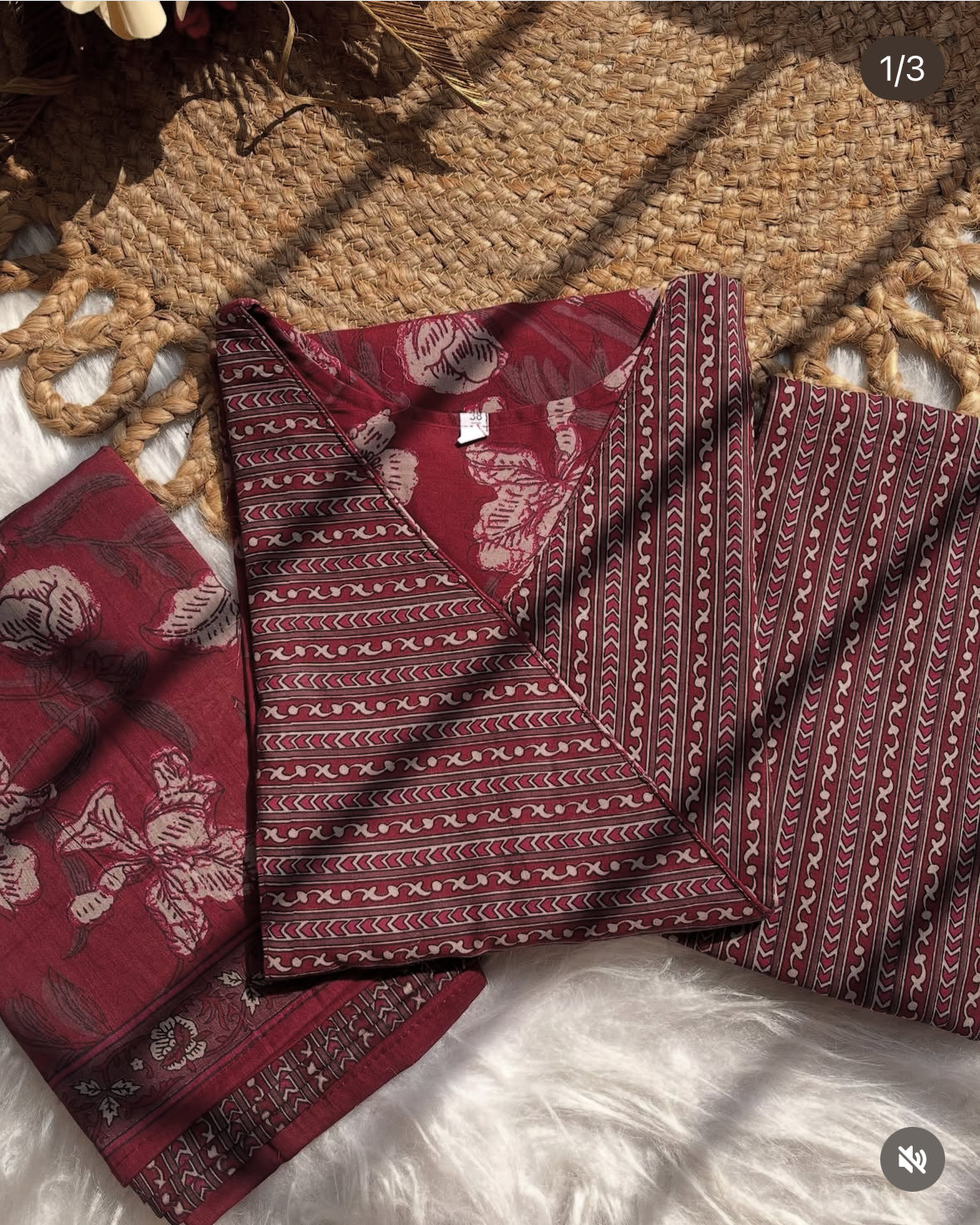 Maroon Angrakha Kurtha Set - SU 309