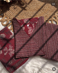 Maroon Angrakha Kurtha Set - SU 309