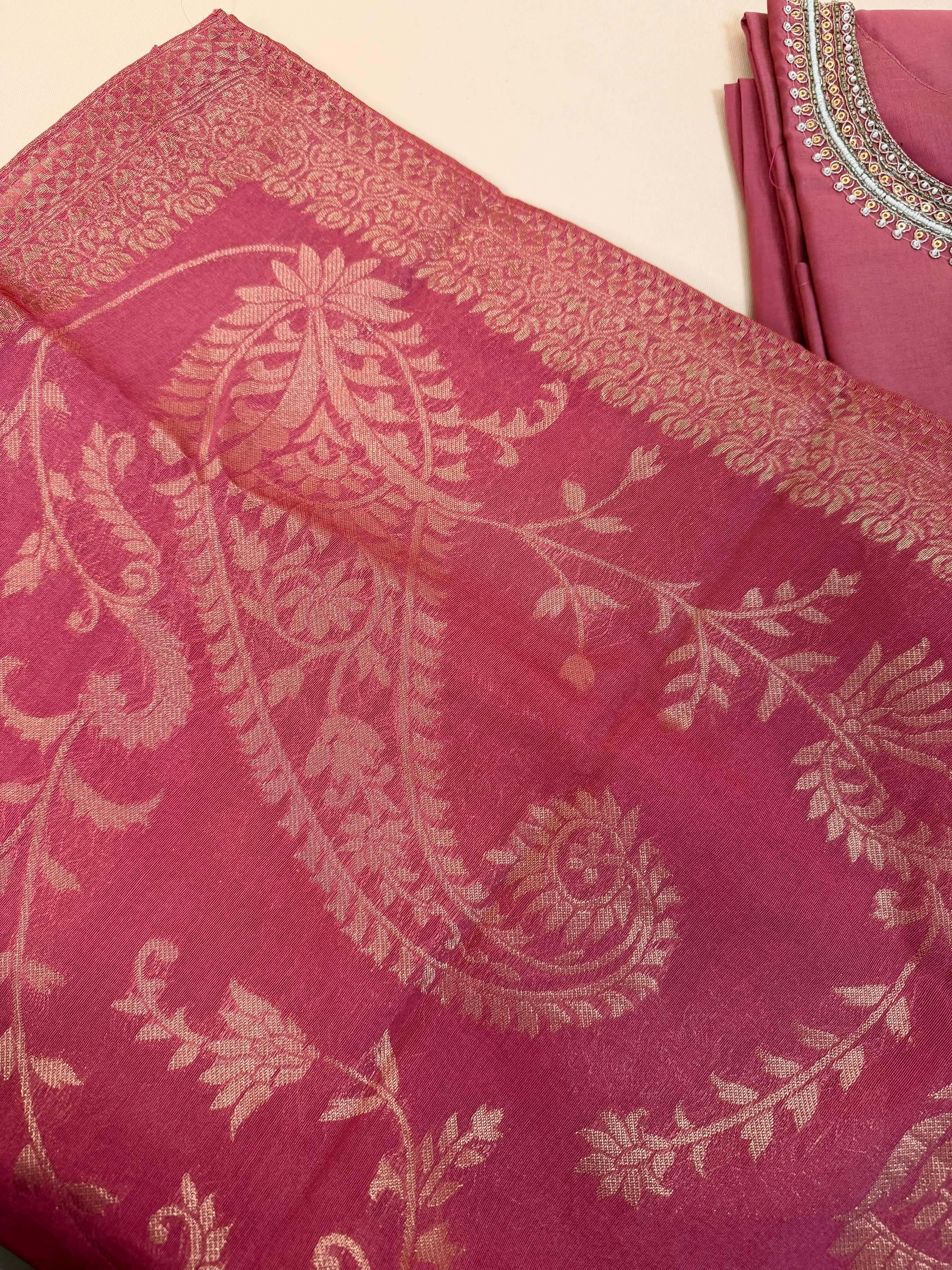 Pink Roman silk salwar suit