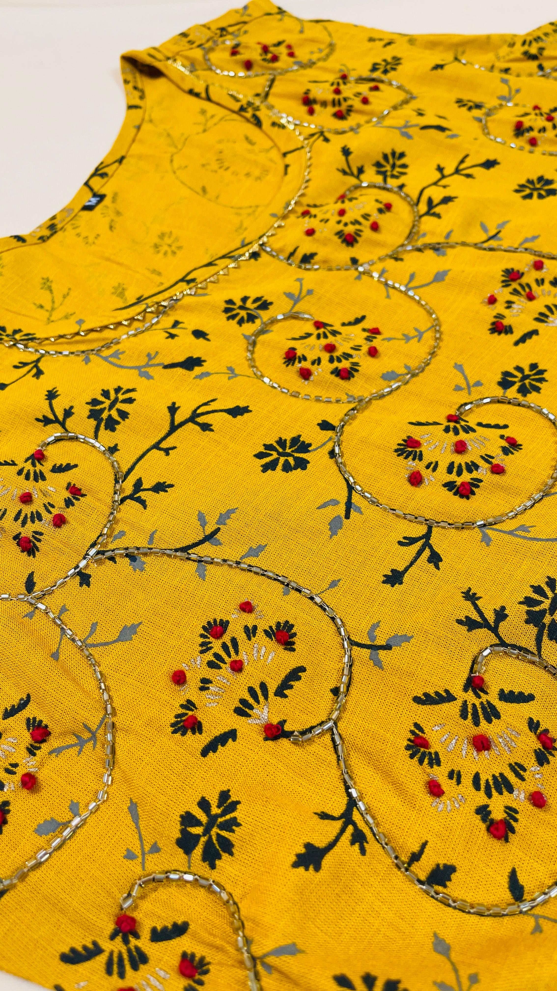 Yellow Kurthi Set(Sleeves Attached) - Affordable Kurtha Set