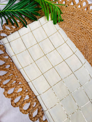 ELARA✨🍁OFF WHITE WITH CHECK SEQUENCE MUL COTTON SAREE (SU 810)