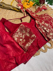 MAROON ELEGANCE✨BROCADE READYMADE BLOUSE (SU 844)