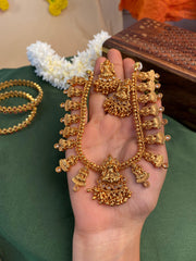 Antique Gold Temple Jewelry Set with Lakshmi Motif