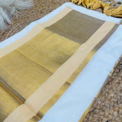 SWARNIKA ✨WHITE WITH MUSTARD GOLDEN MUL COTTON SAREE (SU 895)