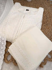 Pure white Anarkali Salwar suit