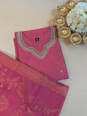 Pink Roman silk salwar suit