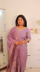 Lavender Roman silk Salwar suit