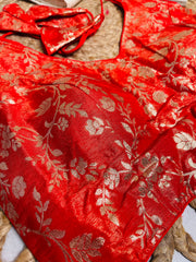 SUNSET ORANGE✨BROCADE READYMADE BLOUSE (SU 845)