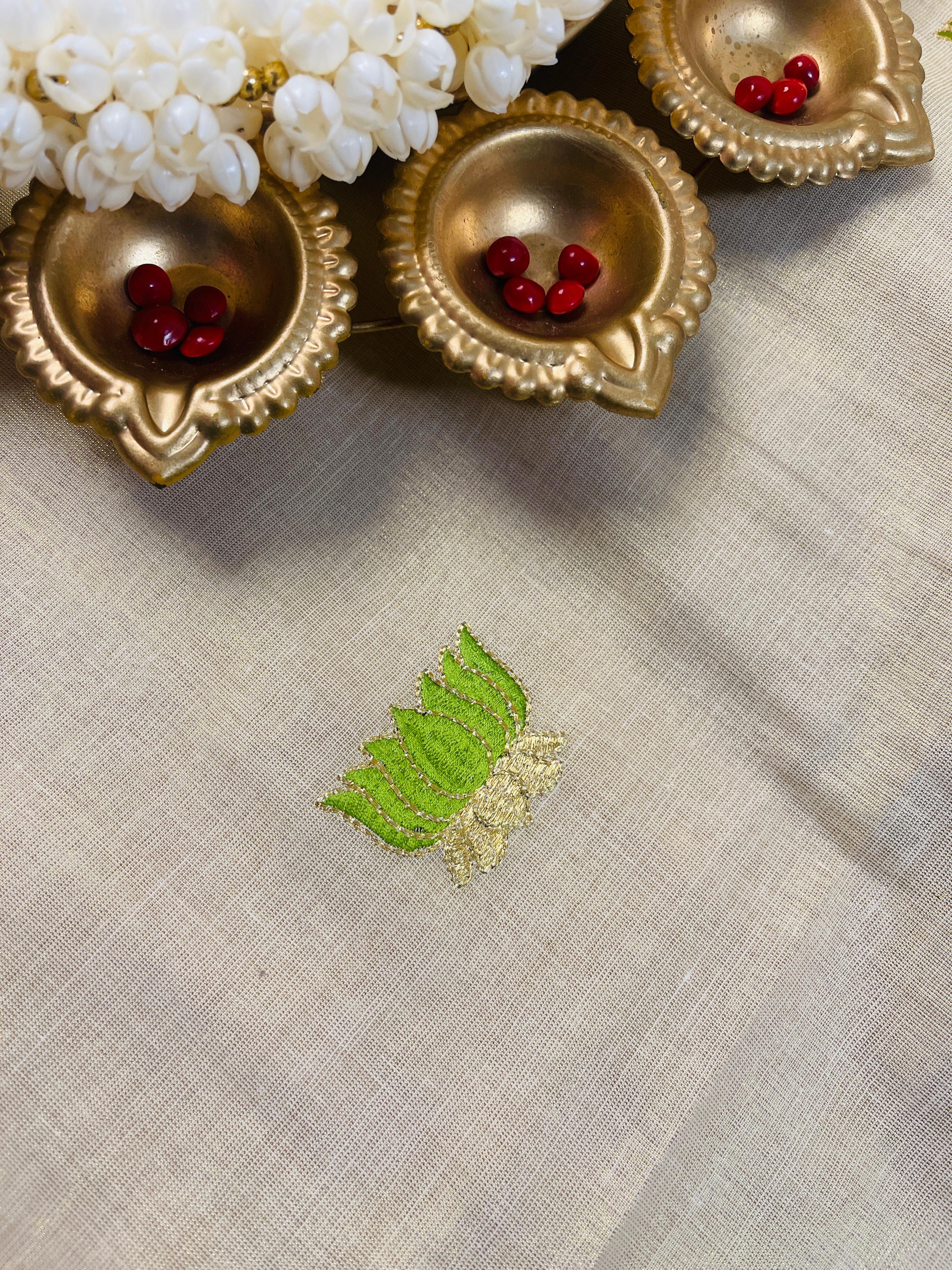 Pista Green Lotus Saree - Elegant Saree