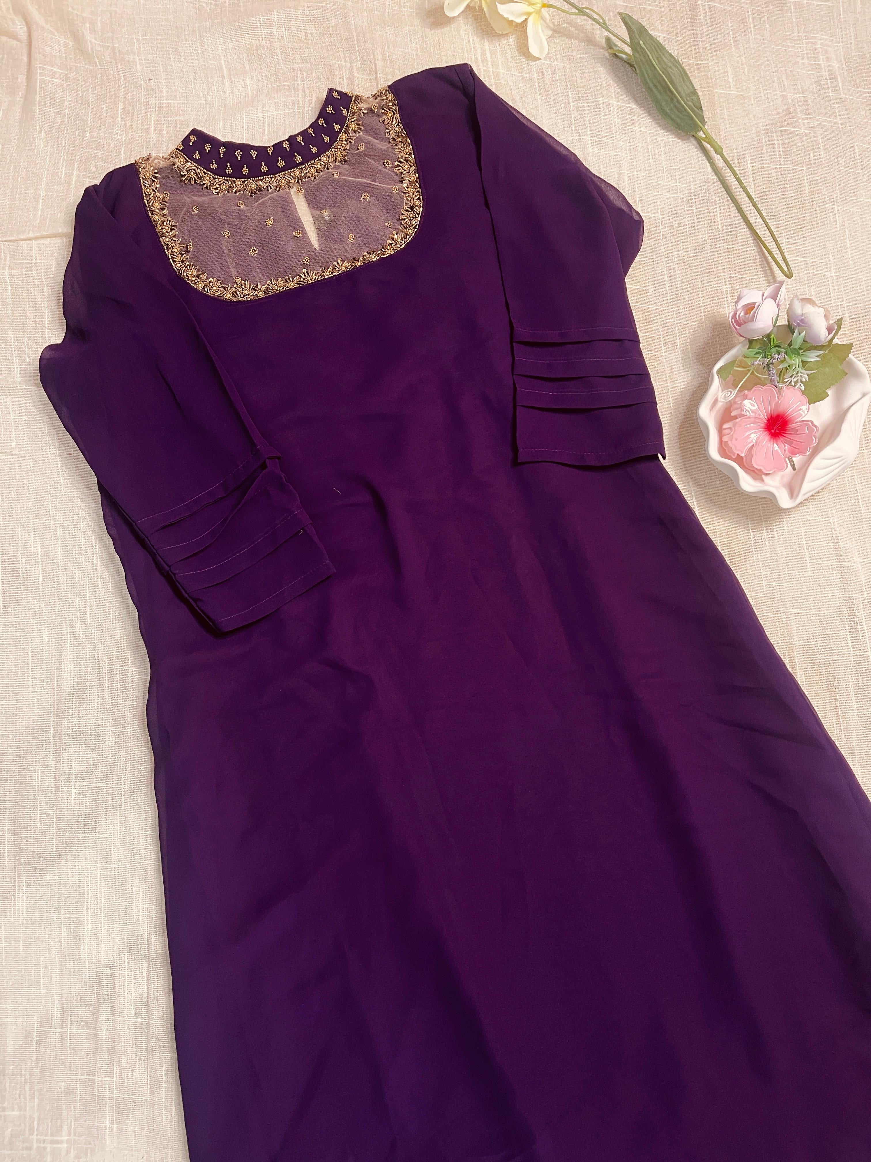 Purple Jewel Neck Top