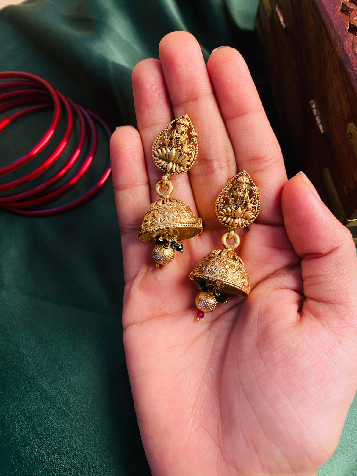 Antique Lakshmi Temple Jhumka Earrings (SJ 65)