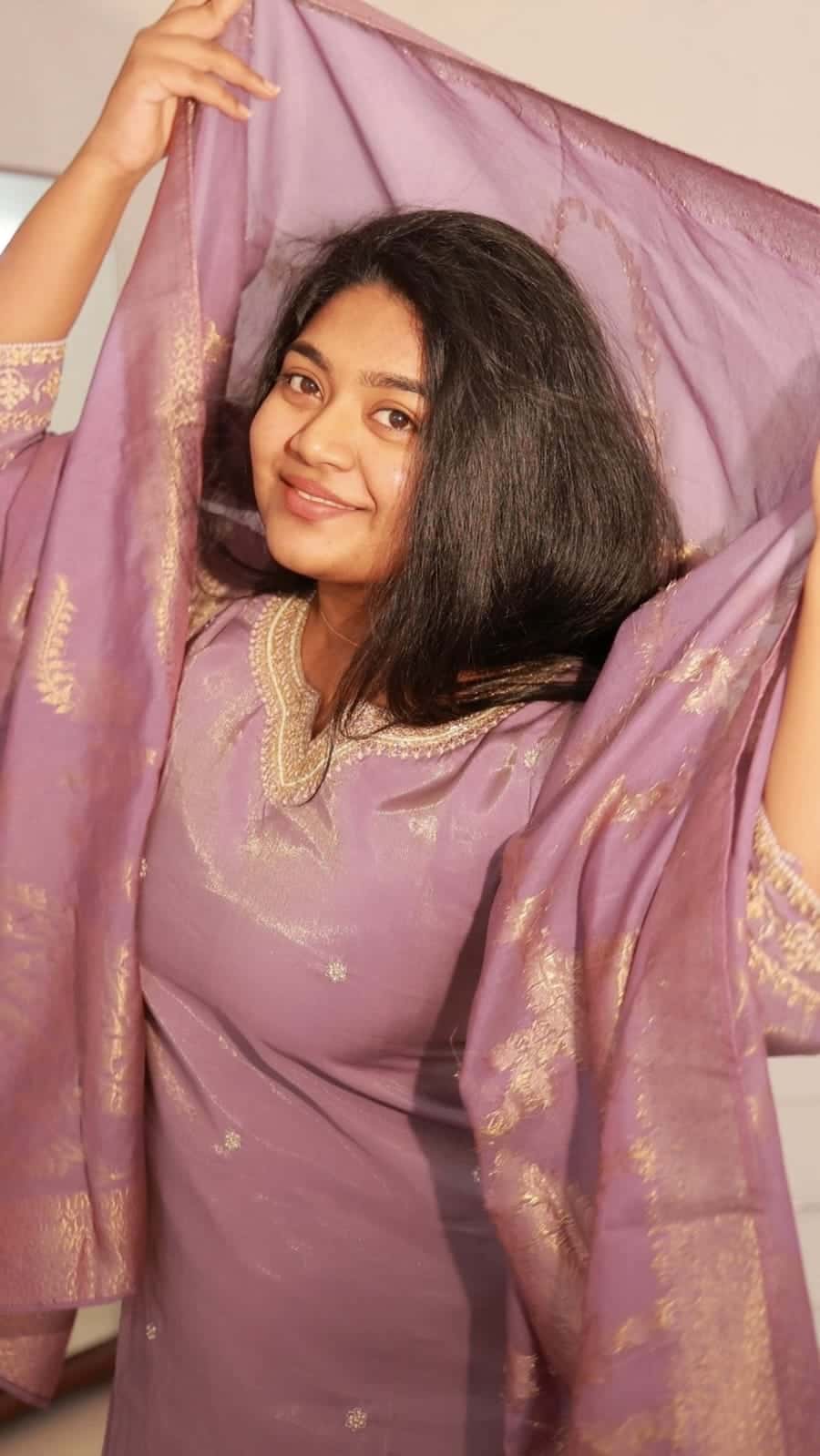 Lavender Roman silk Salwar suit