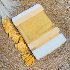 SWARNIKA ✨WHITE WITH MUSTARD GOLDEN MUL COTTON SAREE (SU 895)