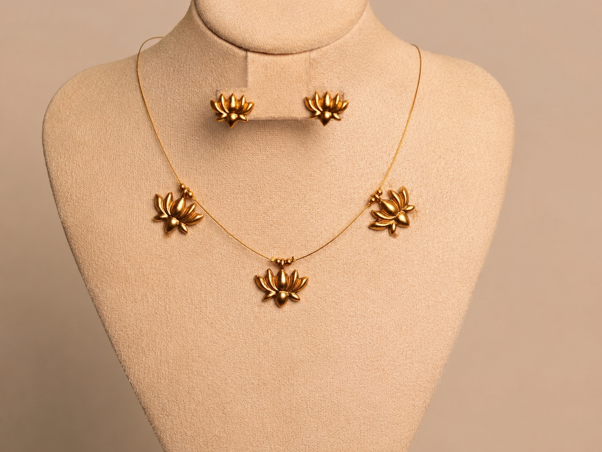 Lotus Invisible Chain Necklace Set (SJ 177)