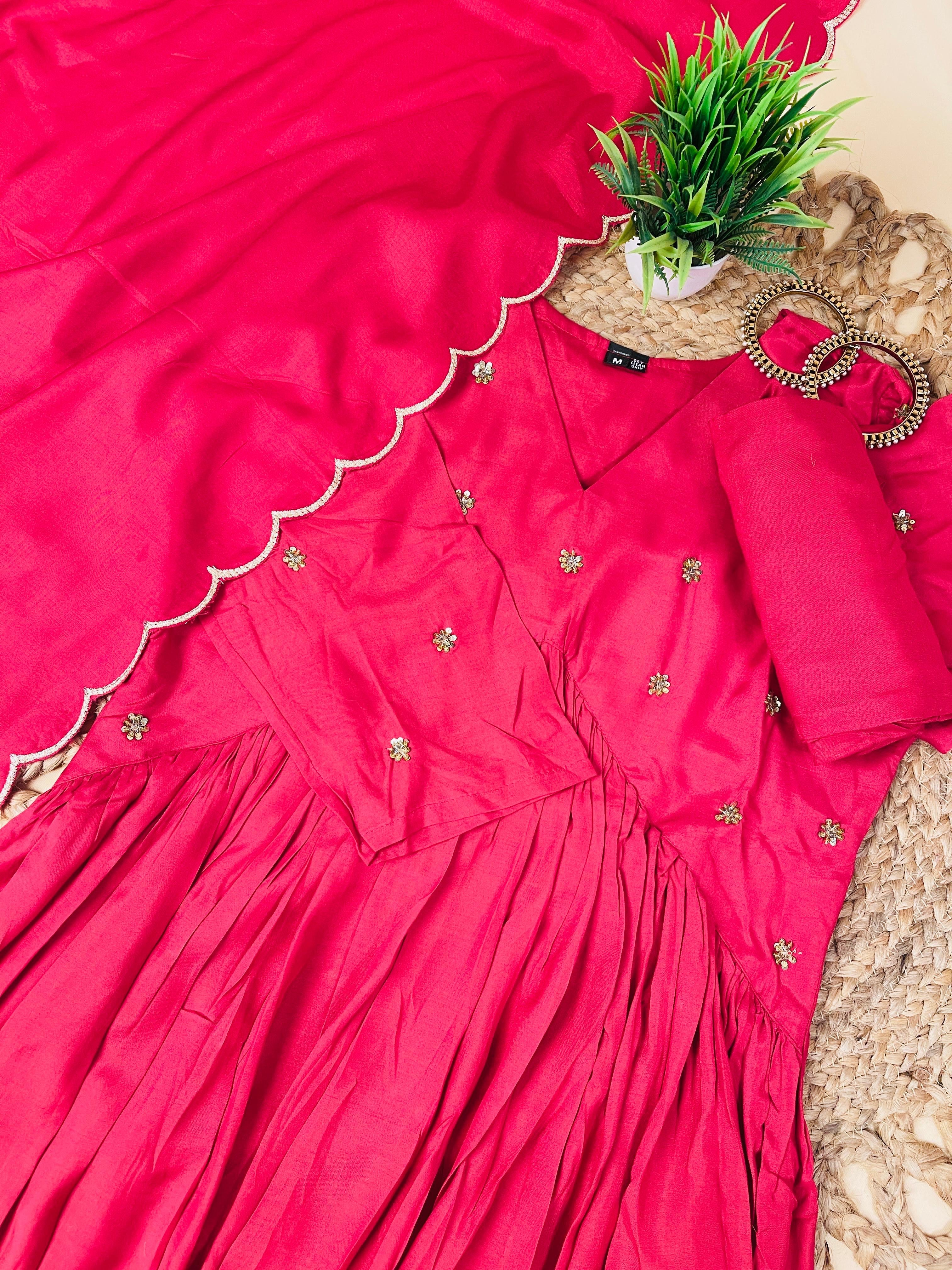 Red Muslin Salwar Suit - Elegant Salwar