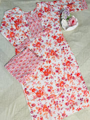 White kurti with floral print & Pants