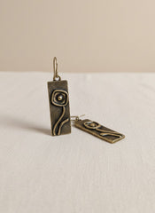 Brass Art Deco Rectangle Earrings ( SJ 100)