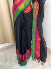 RANI EMERALD✨BLACK MUL COTTON SAREE (SU 888)