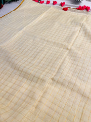 ചന്ദ്രിക🌼✨SOFT CREAM MUL COTTON WITH ELEGANT WOVEN CHECKS SAREE (SU 860)