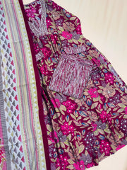 Magenta Salwar Suit with Floral work - SU 89