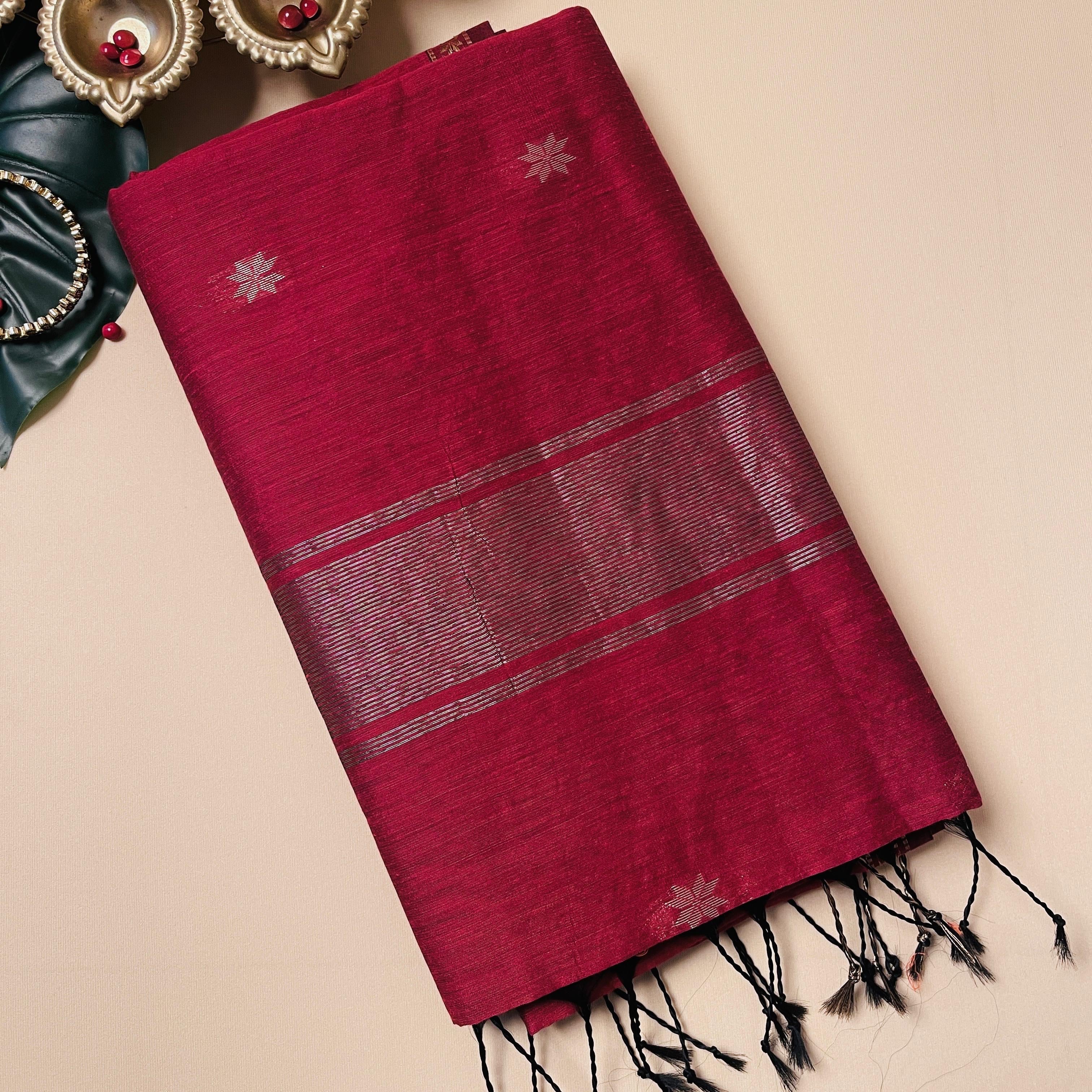 SU 571 - Maroon Golden Black Tasal Saree