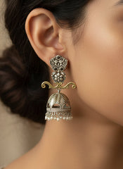 Royal Statement Dual-Tone Antique Jhumka ( SJ 97 )