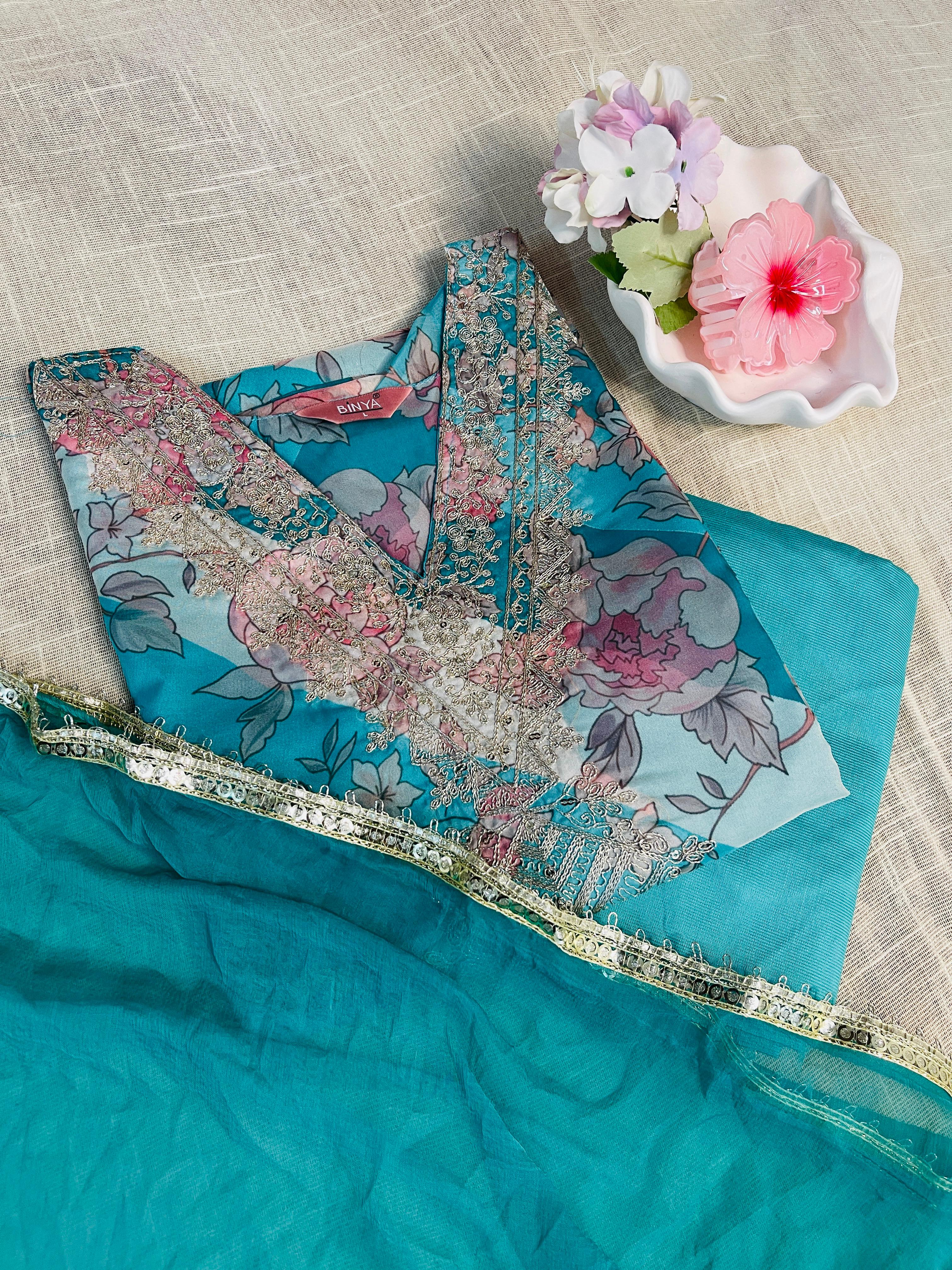 Persian Green Organza Salwar suit