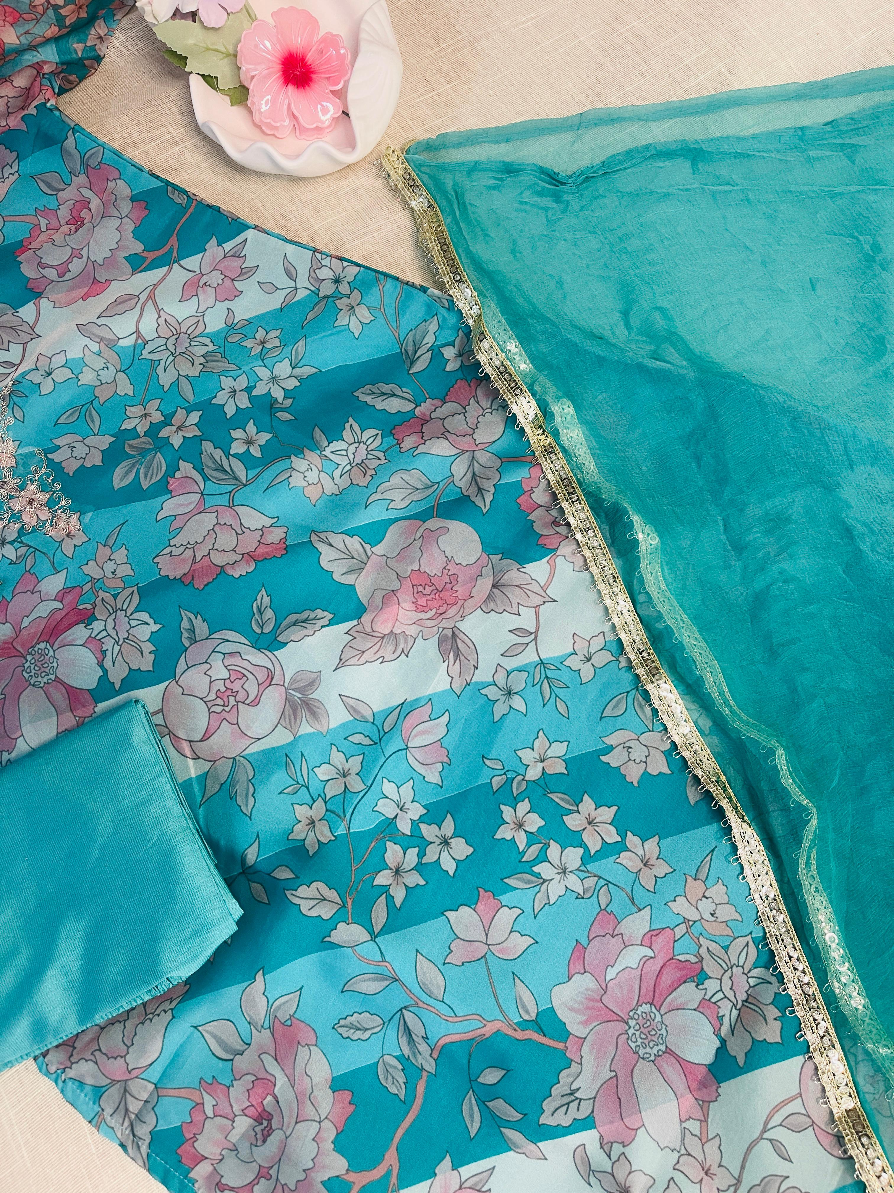 Persian Green Organza Salwar suit