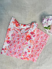 White kurti with floral print & Pants
