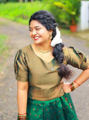 Copper Brown Green Skirt & Top - Traditional Wear