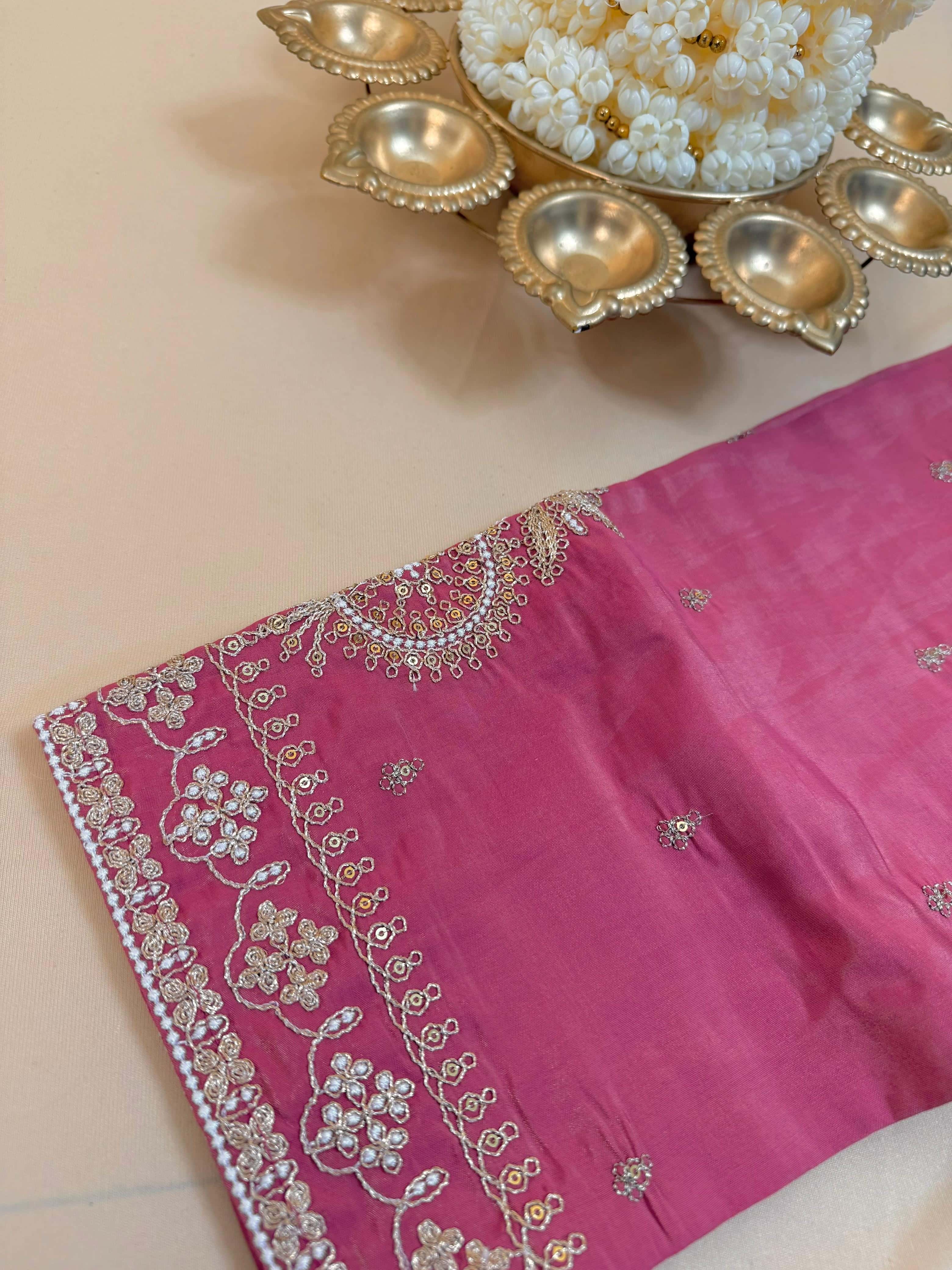 Pink Roman silk salwar suit