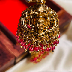ANTIQUE PERUMAL FACE RUBY JHUMKA (SJ 194)