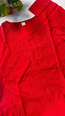 Pure Red Chikankari Top - Comfortable wear - SU 520