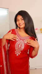 Red Salwar suit with bag