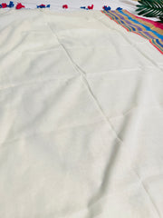 KARTHIKA🌸OFF WHITE WITH MULTICOLOURED BORDER MUL COTTON SAREE (SU 849)