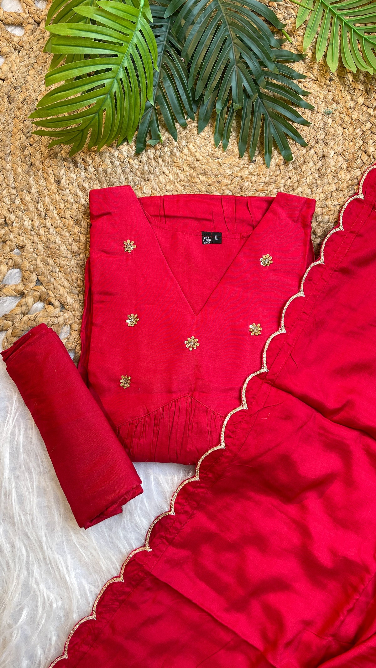 Red Muslin Salwar Suit - Elegant Salwar (SU 77)