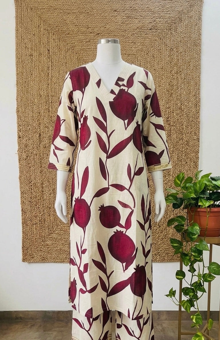 Scarlet Pomegranate Print  Cord Set- SU 522