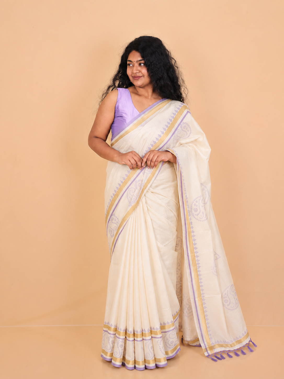 LAVENDER MIST 💜✨COTTON SET SAREE ( SU 788)