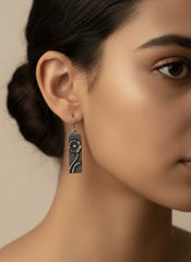 Tarnished Silver Rectangle Earrings ( SJ 100 )