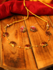Red & green Lotus necklace simple
