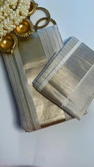 Ready to Wear Stripes Muted Gold Saree – Elegant Festive & Wedding Wear