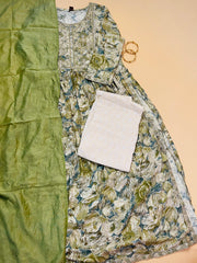 Green kurta set with dupatta(Naira Cut)