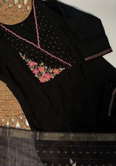 Black floral embroidery salwar suit