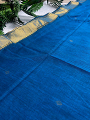 NILA🦋✨ROYAL BLUE WITH GOLDEN BORDER COTTON SAREE (SU 839)