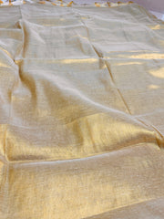 SUWARNA✨🌼 GOLDEN STRIPES WITH  TASSELS TISSUE SILK SAREE (SU 770)