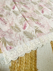 FLORAL PINK CREAM MIX KURTHA SET (SU 110)